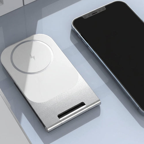 Wireless Charger for Apple Magsafe, Iphone Stand Holder for Desk, Foldable Aluminum Alloy Magnetic Wireless Charger for Apple Iphone 13 Pro Max, 13 Pro, 13, 13 Mini, 12 Pro Max, 12 Pro, 12, 12 Mini